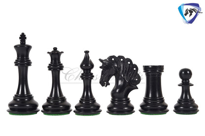 4.2" Luxury Staunton Chess Pieces Set in Ebonywood(natural black) & Boxwood- MAYFAIR Triple Weighted w/ 2 Extra queens- 4Q