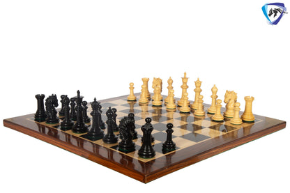 4.5" Ebony wood Staunton Chess pieces Set - STALLION VER 2.0 + 23" Ebonywood chess board (SQ: 60mm) + Leather Storage box for chess pieces