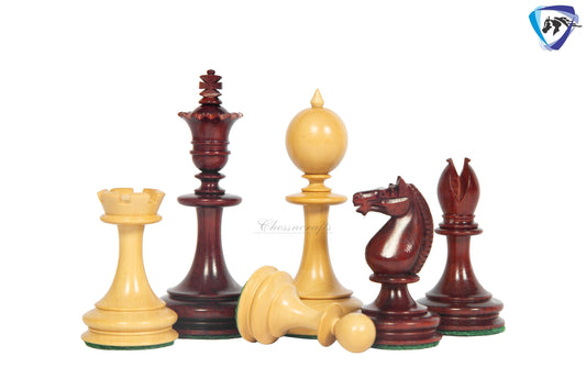 3.5" William Hallett 1860 London Reproduced Chess Pieces Set in Bud Rosewood + 19" Bud Rose wood chess board(51mm sq) + Leather Storage box