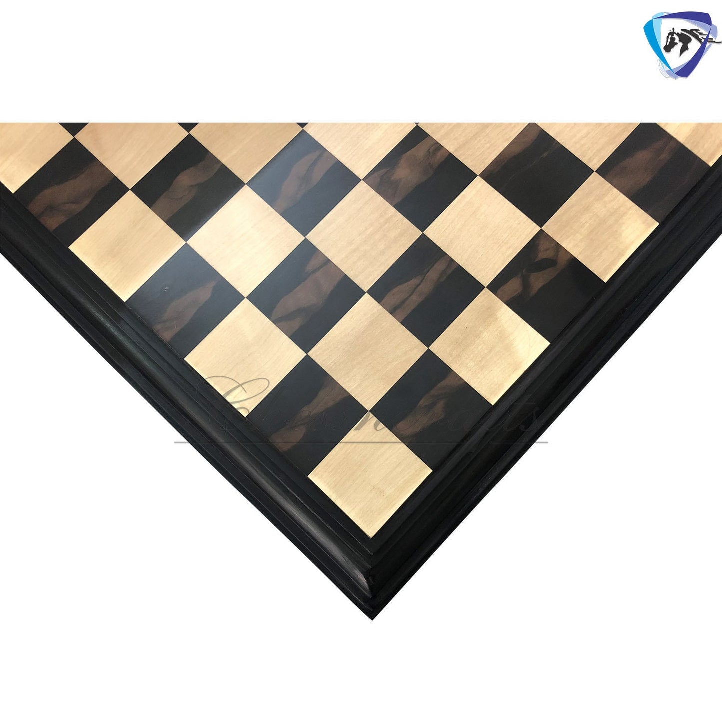 21" & 23" Ebony wood chess board STEPS BORDER ELEVATED Super fine smooth polish. Exclusive unique grain ebony wood