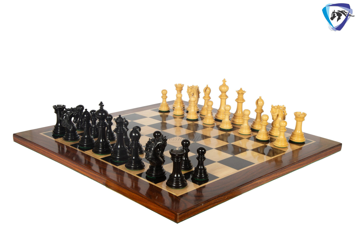 4.5" Staunton Ebony wood Chess pieces Set- BENEVENTO - Triple Weighted + 23" Ebony wood Chess Board(SQ:60mm)  + Leatherette storage Box.