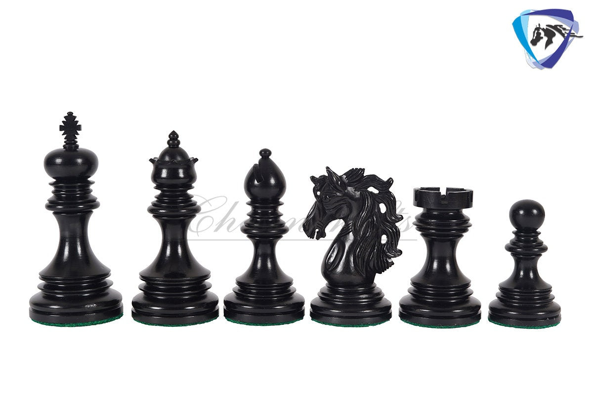 4.4" Staunton Ebony wood & Boxwood Luxury Chess pieces Set- KENNEDY-JFK - Triple Weighted 2 Extra queens
