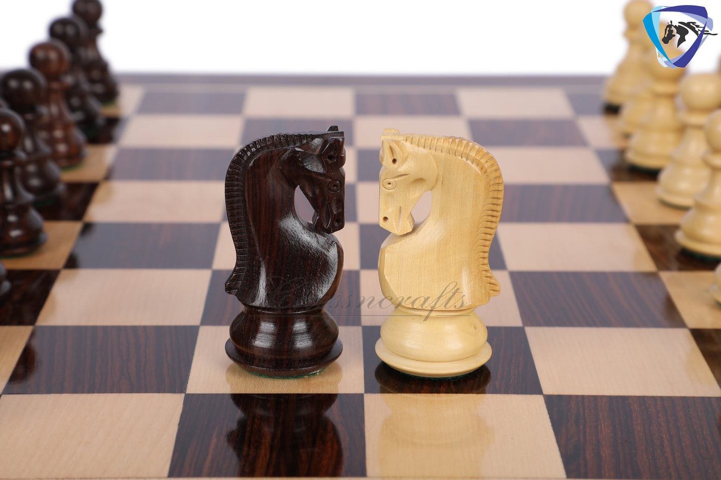 COMBO of 3.9" Russian Zagreb Chess Pieces Set in Rosewood & Boxwood Weighted 4Q + 19" Rosewood Chess Board SQ: 51mm+ Leatherette Storage Box