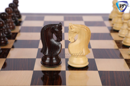 COMBO of 3.9" Russian Zagreb Chess Pieces Set in Rosewood & Boxwood Weighted 4Q + 19" Rosewood Chess Board SQ: 51mm+ Leatherette Storage Box