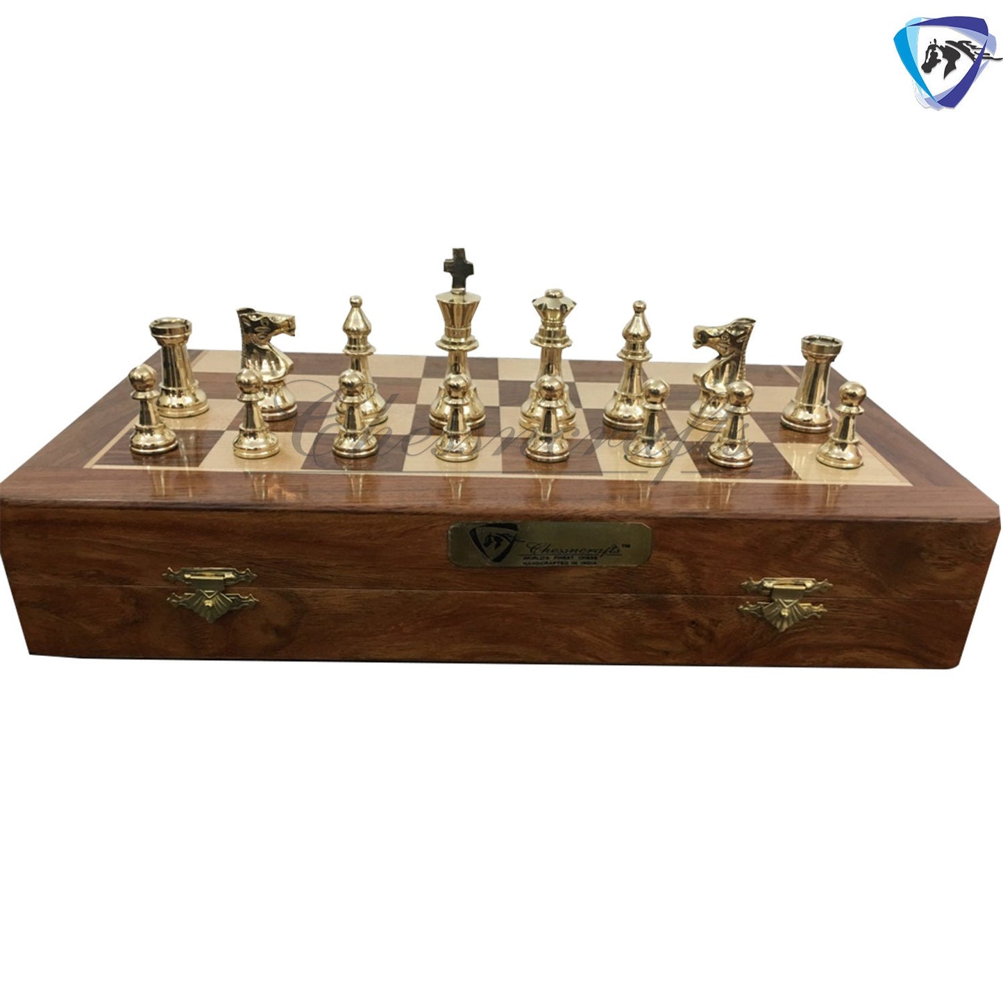 Staunton Brass Chess Pieces Set and 14" Folding Rosewood chess board with storage. Metal chess set handmade Chess for Gift, Birthday gift.