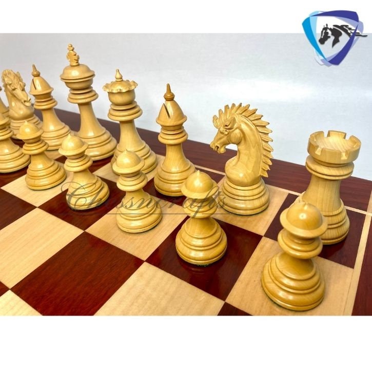 COMBO of Staunton Bud Rosewood Chess pieces Set with Chess board 21"- CYRUS Luxury Chess set 4.5" - Heavy Weighted 2 Extra queens- 4Q