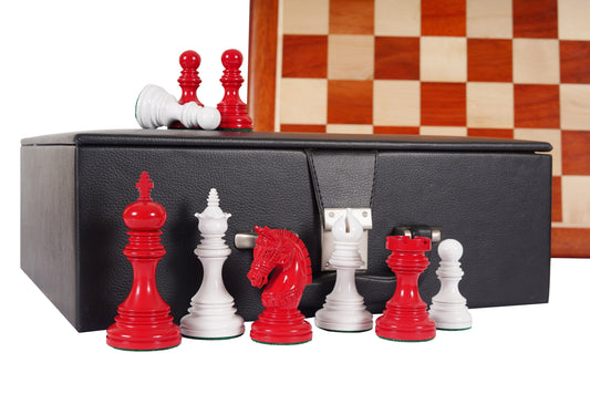 4.1" Luxury Staunton Chess Pieces Set in Painted Boxwood- ARMOURED Triple Weighted w/ 2 Extra queens- 4Q