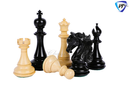4.5" Luxury Staunton Ebony wood Chess pieces Set- SPARTAN series + 21" Ebonywood Chess board(55mm) + Leatherette Storage box for chess men