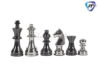14" Metal Chess Board Set Staunton design 3.25" chess pieces with chess board.