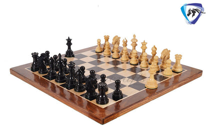 4.5" Luxury Staunton Ebonywood Chess Pieces Set-WELLINGTON + 21" Ebonywood Chess board(SQ:55mm) + Leatherette Storage box for chess pieces