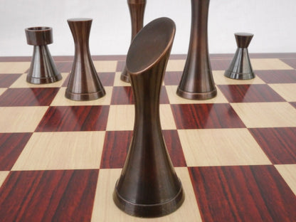 Solid Brass Chess pieces set MINIMALIST STEEL SLEEK Silver copper finish Chess coins set- King: 3.5"