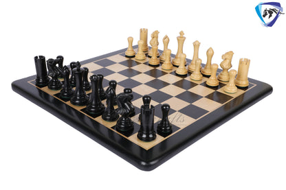 4" Ebonywood Staunton Chess pieces Set- Empire Series Weighted + 19" Ebonywood chess board(51mm) + Leather Storage box for chess men.