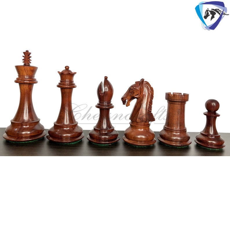 4.2" The Contemporary Staunton Bud Rosewood & Boxwood Chess pieces Set- Triple Weighted 2 Extra queens- 4Q
