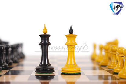 4.5" Ebonywood Chess Pieces set with Antiqued Boxwood 1940 Soviet Reproduced Club Chess pieces Triple weighted- Vintage Chess set-Chess Gift