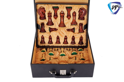 4.5" Luxury Staunton Chess Pieces Set in Bud Rosewood(Padauk)- ARTHUR series + 21" Bud Rosewood chess Board + Leatherette Storage box