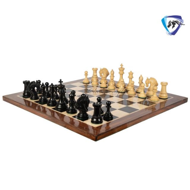 4.5" Staunton Ebonywood Chess pieces Set- Luxury KING ARTHUR+ 23" Luxury Ebonywood Chess Board(60mm) + Leather Storage Box for chess men