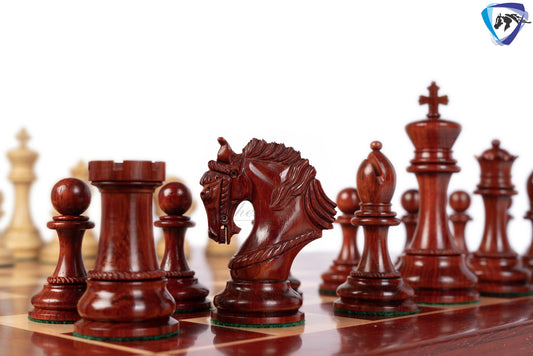 4.5" Staunton Bud Rosewood Chess pieces Set- Luxury KING ARTHUR-Triple Weighted + 21" Bud Rosewood Chess Board(55mm) + Leather Storage Box