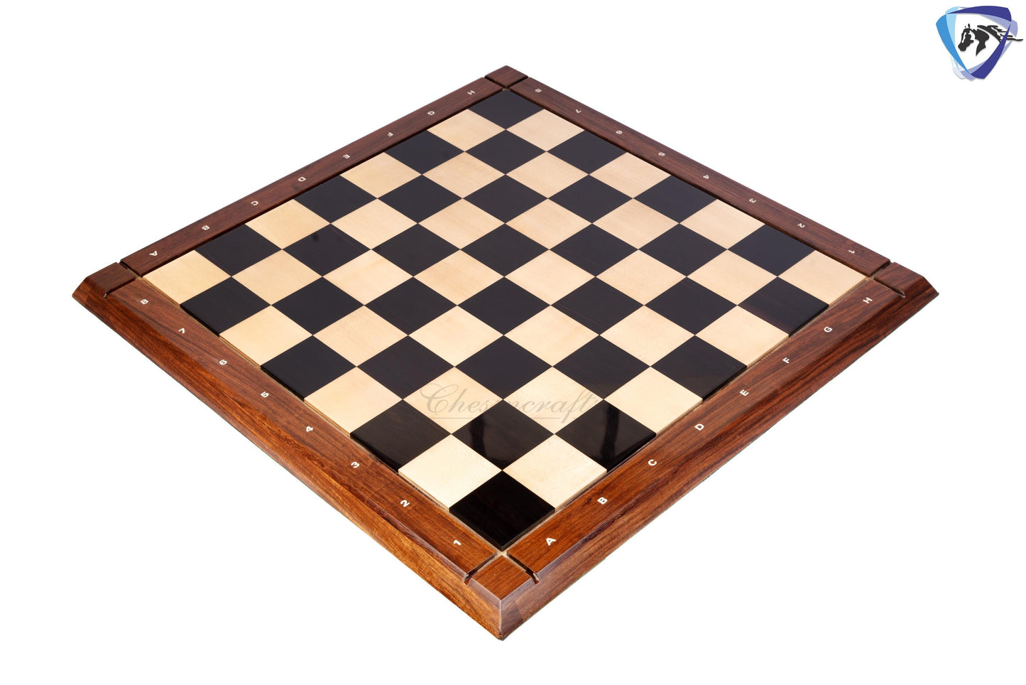 23" Ebony wood Chess board -TAPERED border with Notations made of Golden Rosewood- Handcrafted big size chess board inlaid squares 60mm