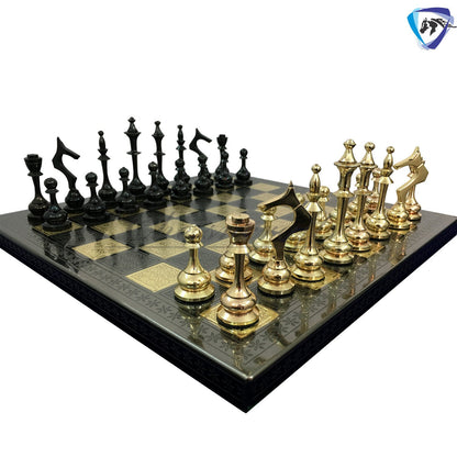 Solid Brass Modern classic Chess set- 100% brass Slim chess men hand carved with velvet storage box