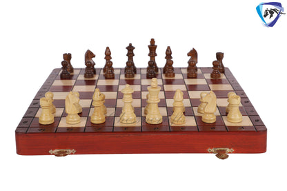 12" Folding Bud Rosewood Magnetic Travel Chess Bord set with Extra Queens-Notations & Leather bag | Storage | Chess Gift| SALE