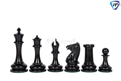 1849 Reproduced Morphy Cooke Chess Pieces Set 4.4" Antiqued Distressed & Ebony wood + 21" Ebony wood chess board(55mm) + Leather Storage box