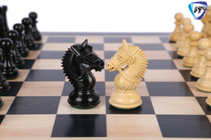 4.2" Ebonywood Staunton Chess Pieces Set - EXCALIBUR- Weighted + 21" Ebonywood look chess board + Leather storage box.