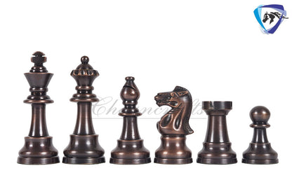 1849 Reproduced Staunton chess pieces set in Brass Metal Antique & Gold polish King: 3.4" + 16" Golden rosewood Chess Board + Storage Box