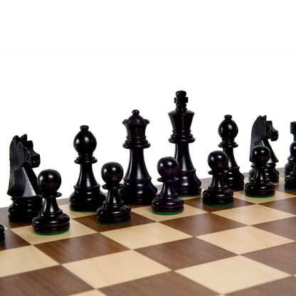 Tournament series Wooden chess pieces set German Knight King 3.75" With Extra Queens- Dyed Boxwood - Weighted.