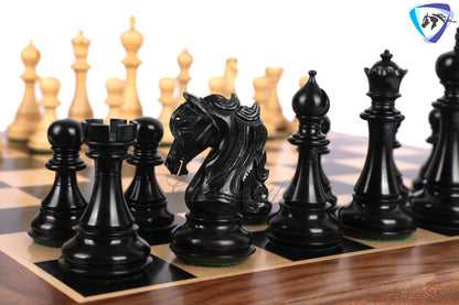 4.5" Luxury Staunton Ebony wood Chess pieces Set- SPARTAN series + 21" Ebonywood Chess board(55mm) + Leatherette Storage box for chess men