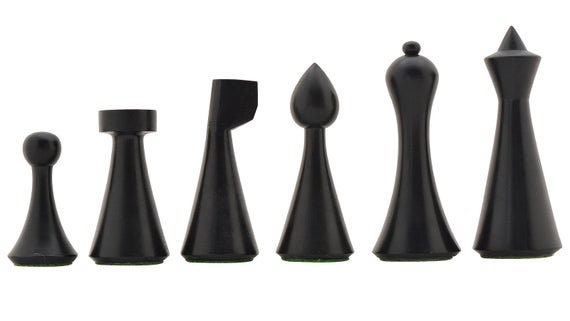 Hermann Ohme Minimalist Rosewood Chess pieces set- 3.75" Modern Mid century design- Handmade chess set specially weighted with extra queens
