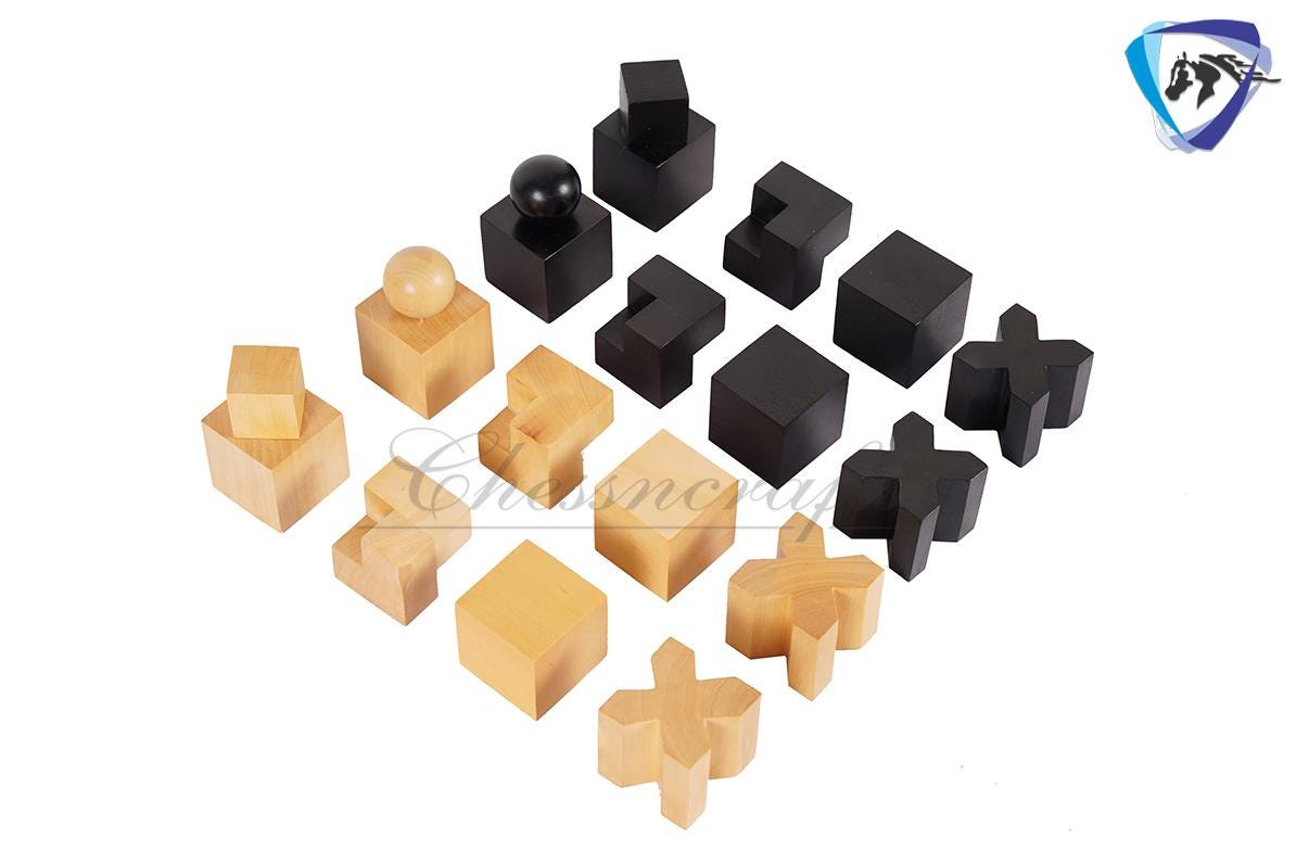 1923 Bauhaus Chess pieces set in Ebonized Boxwood King: 2" vintage chess pieces set + 12" Ebony wood Foldable Roll up chess board set Combo