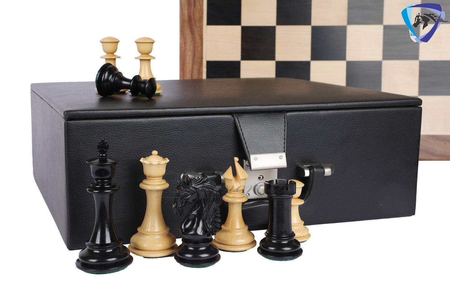 4.5" Luxury Staunton Chess pieces Set in Ebonywood & Boxwood - STALLION SERIES - Triple Weighted- 2 Extra queens