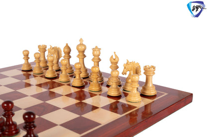 4.5" Luxury Staunton Bud Rosewood Chess pieces Set- PRISTINE-Triple Weighted + 23" Bud Rosewood Chess Board-sq:60mm + Leather Storage Box