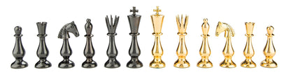 14" Brass Chess pieces set classical Sleek luxury Collector series King: 3.5" antique collector series with Rosewood Folding chess board.
