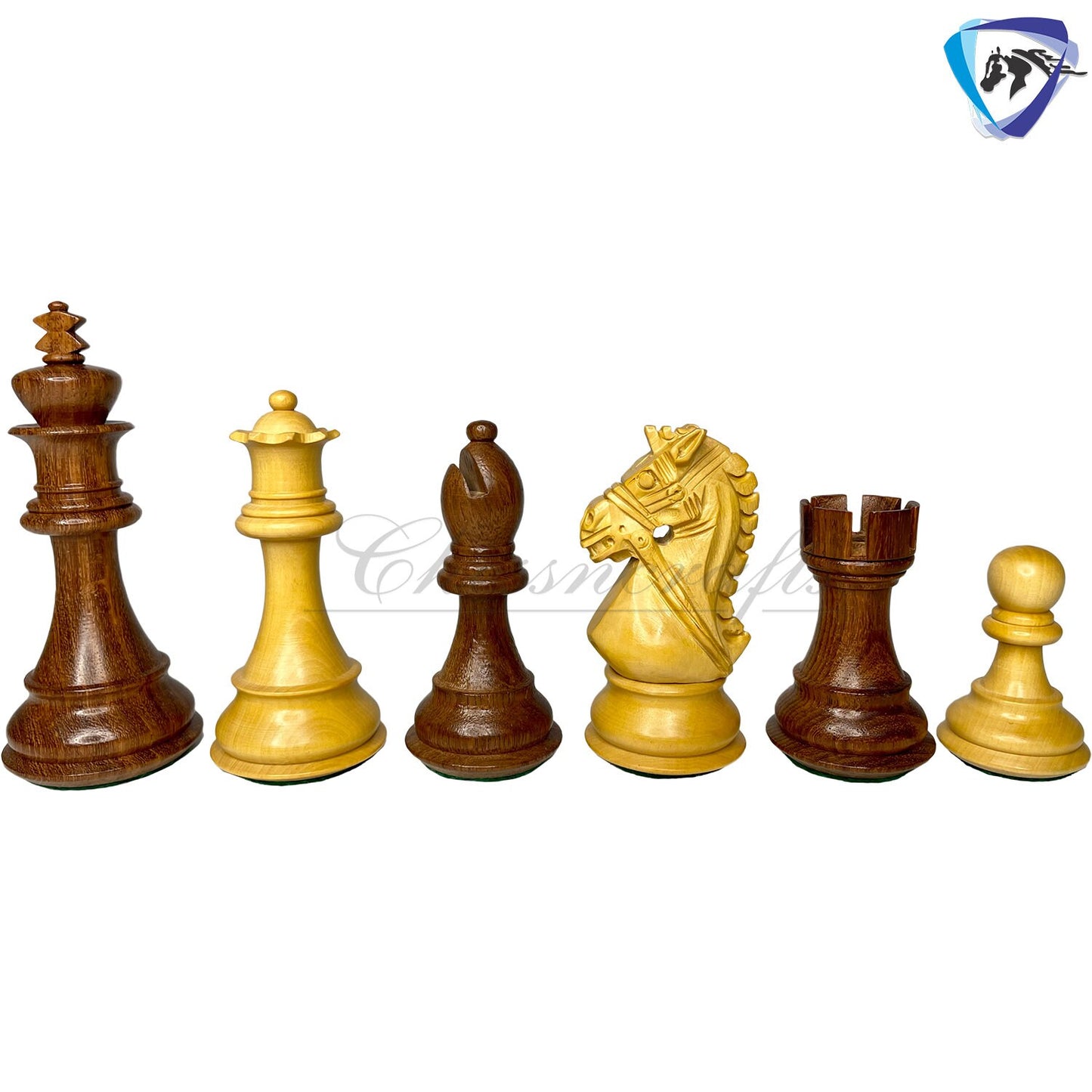 COMBO 4" Golden Rosewood Staunton chess pieces set BRIDLE SERIES Weighted w/ extra queens & 50mm Borderless Golden rosewood chess Board-