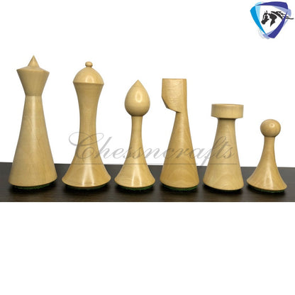 Reproduced Hermann Ohme Minimalist Modern Mid Century Chess Pieces in Ebonized Boxwood-King 3.75"- Weighted chess coins