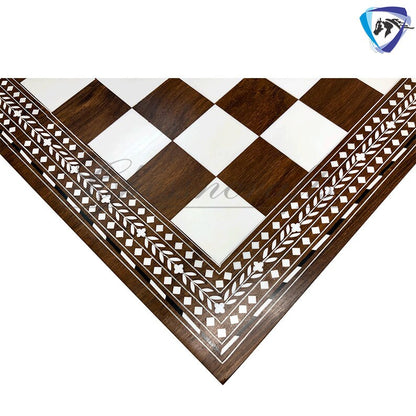 Combo Luxury Camel Bone Chess pieces Set ANTIQUE- White & 18" INLAY Art work Wooden folding chess board set.