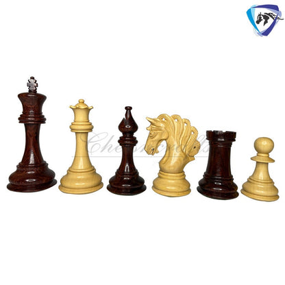 4.2" Luxury Staunton Chess Pieces Set in Rosewood(Dark grain) & Boxwood- MAYFAIR Triple Weighted w/ 2 Extra queens- 4Q