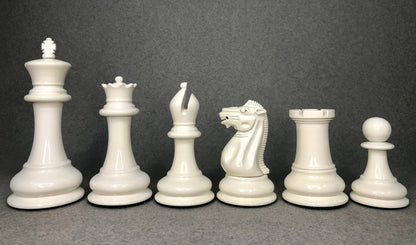 Reproduced 1849 Original Staunton Pattern Chess Set in Lacquer Painted Red & Ivory White - 4.5" King- Triple weighted 2 Extra queens