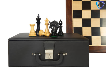 4.5" Ebony wood Luxury Staunton Chess Pieces Set ARTHUR series- Triple weighted + 23" Ebony wood chess Board(Sq: 60mm) + Leather Storage box