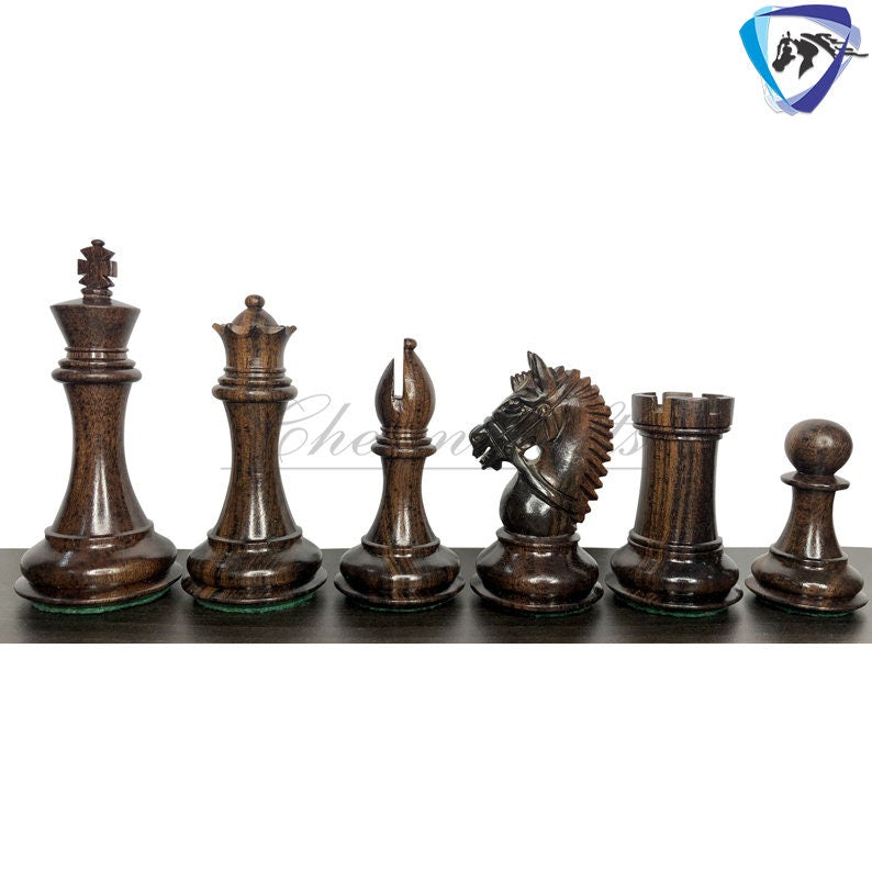 Chess Set COMBO of 4.1" Staunton Rose wood Chess Pieces EXCALIBUR Weighted with 19" Rosewood Chess board  2 Extra queens