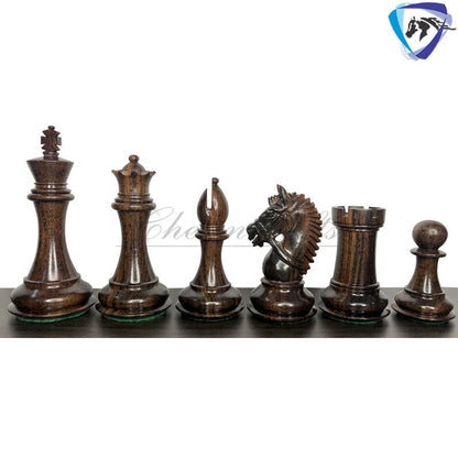 Chess Set COMBO of 4.1" Staunton Rose wood Chess Pieces EXCALIBUR Weighted with 19" Rosewood Chess board  2 Extra queens