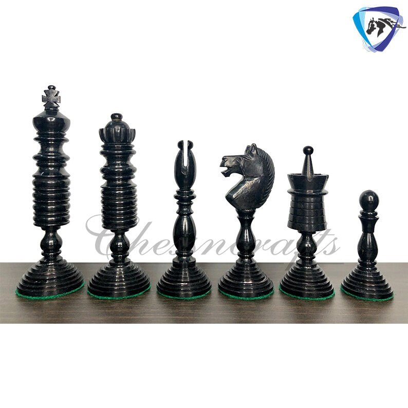 4.6" Camel Bone chess Pieces Set Antique PRE STAUNTON ENGLISH Design, Vintage collector series. Handmade Chess Gift.