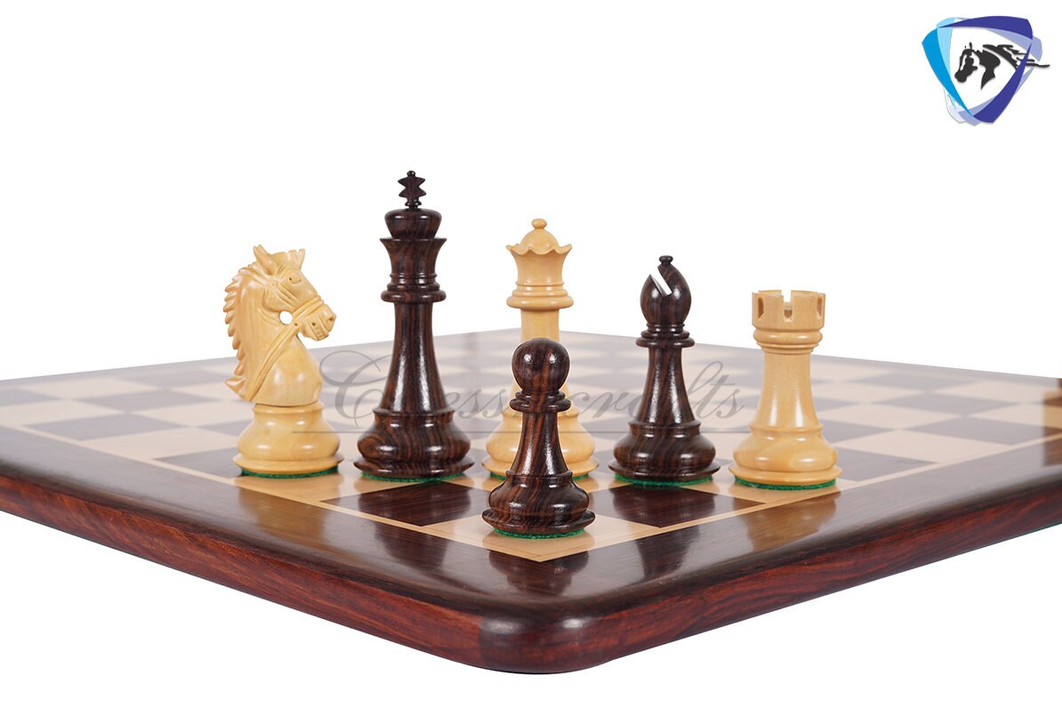 4.5" Rosewood staunton chess pieces set BRIDLE SERIES Weighted w/ extra queens.