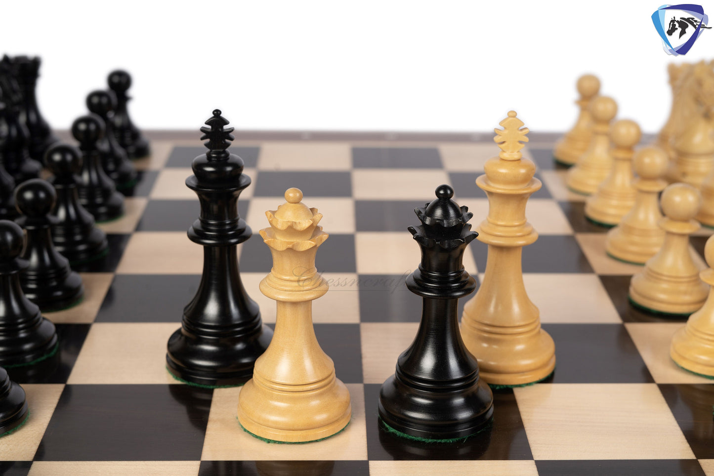 4.4" Staunton Ebonywood Chess Pieces Set in  BRIDLE SERIES Triple Weighted + 23" Ebonywood Chess Board(60mm) + Leatherette storage box
