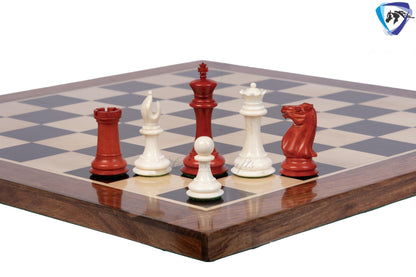 3.75" Camel Bone Staunton chess Pieces set- 1849 reproduced Cooke in Antique distressed + 21" Ebony wood chess board + Leather Storage Box