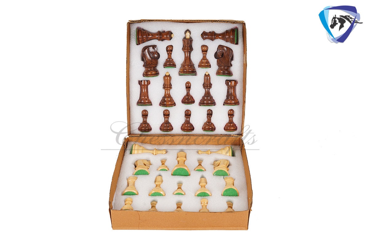 4" Russian Zagreb Chess Pieces Set in Golden Rosewood (Sheesham) / Ebonized Boxwood(black) & Boxwood Weighted  2 Extra Queens Reproduced