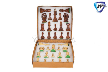 4" Russian Zagreb Chess Pieces Set in Golden Rosewood (Sheesham) / Ebonized Boxwood(black) & Boxwood Weighted  2 Extra Queens Reproduced