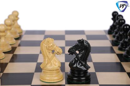 4.4" Luxury Staunton Ebony wood Chess pieces Set-ANDERSON Bridled Knight+ 21" Ebonywood chess board + Storage box for chess pieces.