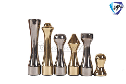 Metal chess Set Unique NEW YORK SKYLINE design Aluminium 14" Chess Board- Black Silver Gold.